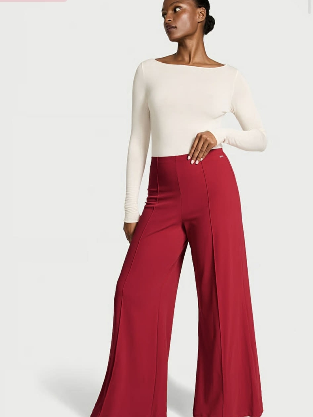 VSX Wide-Leg High-Rise Pants Wide Leg Evolution in Deep Red